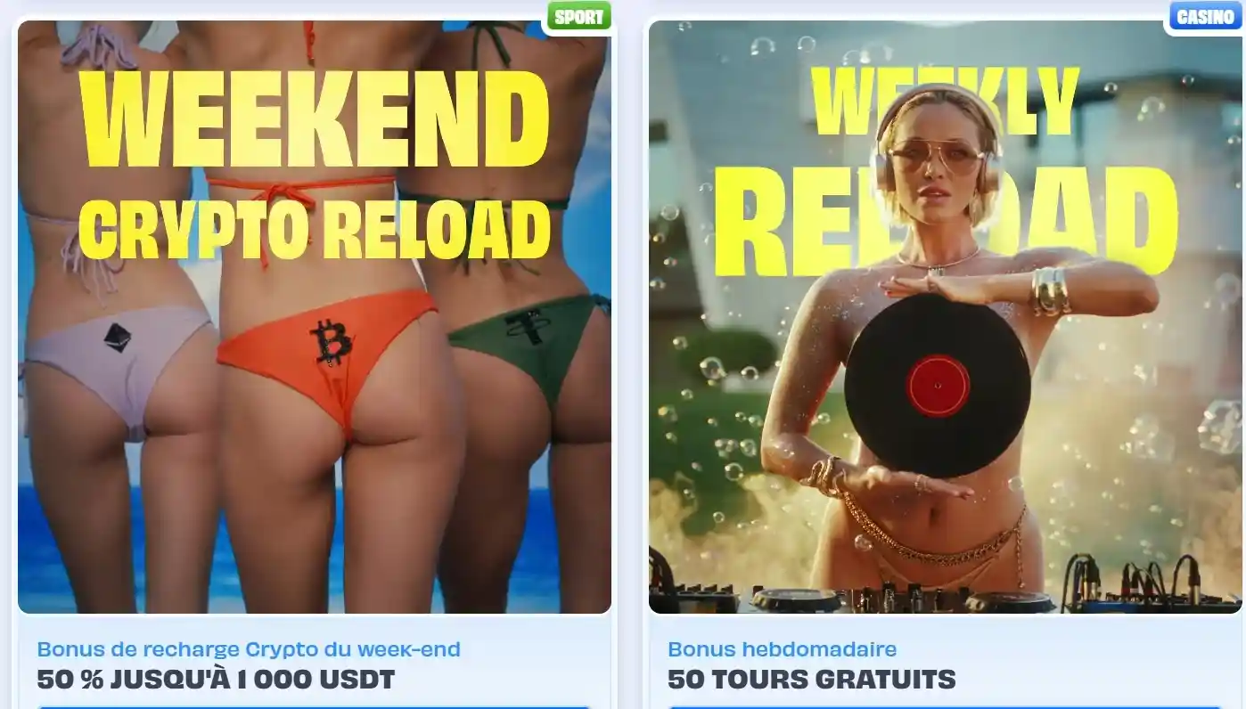 OnlySpins Crypto Reload et Weekly Bonus
